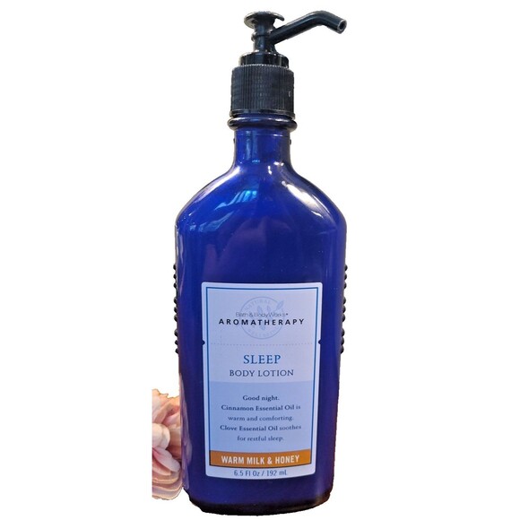 Bath & Body Works Aromatherapy Sleep Warm Milk & Honey Lotion GLASS PUMP BOTTLE - Picture 1 of 9